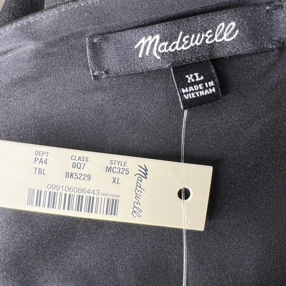 Madewell Black & Gold Metallic Jacquard Faux Wrap Tiered Mini Dress XL NWT - Picture 10 of 16